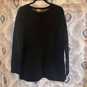 J. Jill Black Textured Top With‎ Pockets Size Large